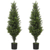 HOMCOM Set of 2 Decorative Artificial Plants Cypress in Weighted Pot, Fake Plant with 564 Leaves, 90cm