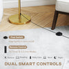 HOMCOM Floor Lamp with Remote, Height Adjustable Standing Lamp with Linen Shade, Dimmable with 3000K-6000K Adjustable Colour Temperatures, Foot Switch for Living Room Bedroom Office, Gold Tone