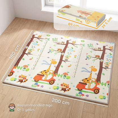 AIYAPLAY Foldable Reversible Baby Play Mat 200 x 180 cm, Waterproof, Non-Slip for Crawling and Learning, Tree & Forest Theme
