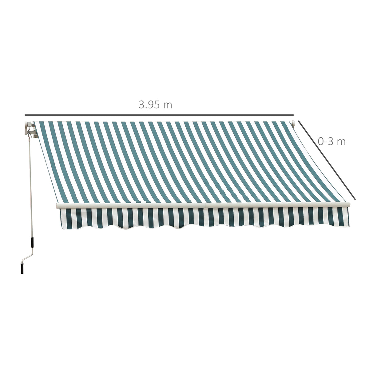 Outsunny Manual Retractable Awning in Green and White