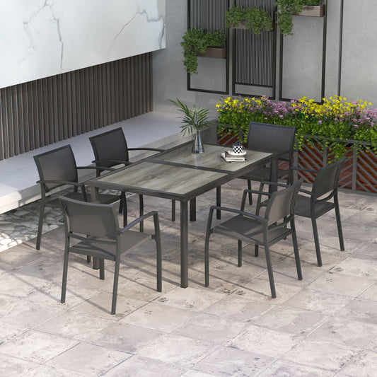 Outsunny Seven-Piece Casual Outdoor Dining Set in Grey