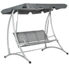 Outsunny Three Person Steel Outdoor Porch Swing Chair Bench w/ Canopy Cover Grey