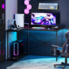 L-shaped Computer Desk Reversible Corner Desk with Adjustable Shelf-Black