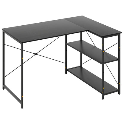L-shaped Computer Desk Reversible Corner Desk with Adjustable Shelf-Black
