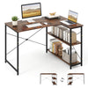 L-shaped Computer Desk Reversible Corner Desk with Adjustable Shelf-Rustic Brown