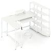 L Shaped Desk with Storage Shelves Corner Computer Desk with Charging Station-White