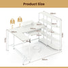 L Shaped Desk with Storage Shelves Corner Computer Desk with Charging Station-White