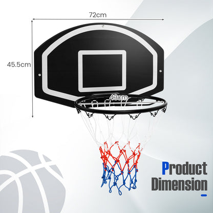 Size diagram showing dimensions of the indoor wall mounted basketball set