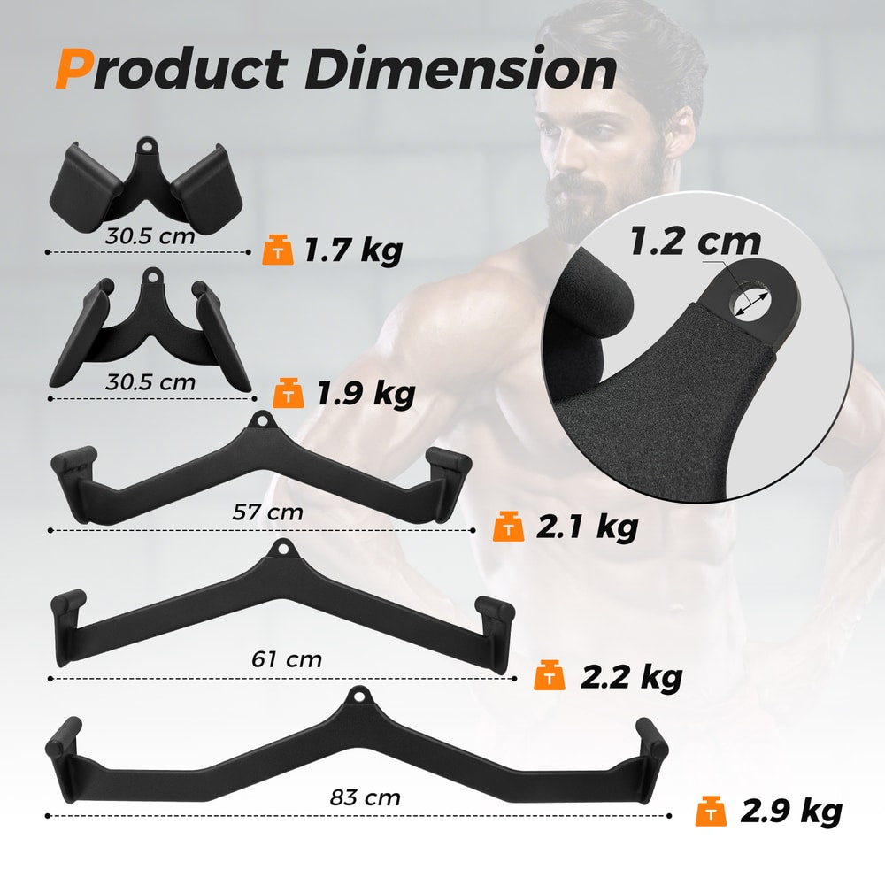 Product dimension diagram for the weight machine attachments with weights shown