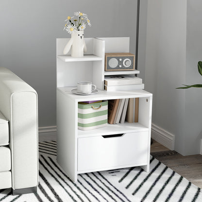HOMCOM Modern Bedside Table in White