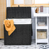 Laundry Hamper with Lid and Wheels and 2 Removable and Washable Liner Bags-Black