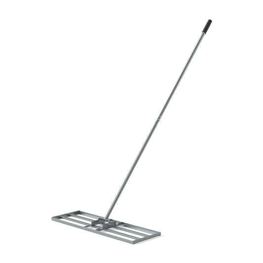 Lawn Leveling Rake Heavy Duty Lawn Level Tool silver metal construction with long handle