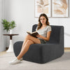 Lazy Floor Sofa Chair with Soft Velvet and Ergonomic Support-Grey