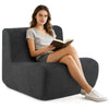 Lazy Floor Sofa Chair with Soft Velvet and Ergonomic Support-Grey