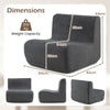 Lazy Floor Sofa Chair with Soft Velvet and Ergonomic Support-Grey