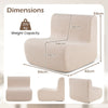 Lazy Floor Sofa Chair with Soft Velvet and Ergonomic Support-Beige