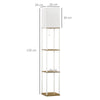 HOMCOM Modern Floor Lamp with Shelves, 3 Layer Shelf Tall Standing Lamp with Fabric Lampshade, Pull Chain Switch for Living Room, Bedroom, Bulb not Included, White
