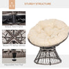 Outsunny 360Â° Swivel Rattan Moon Bowl Chair Round Lounge Garden Wicker Basket Seat with Padded Cushion Oversized for Outdoor Indoor, Beige