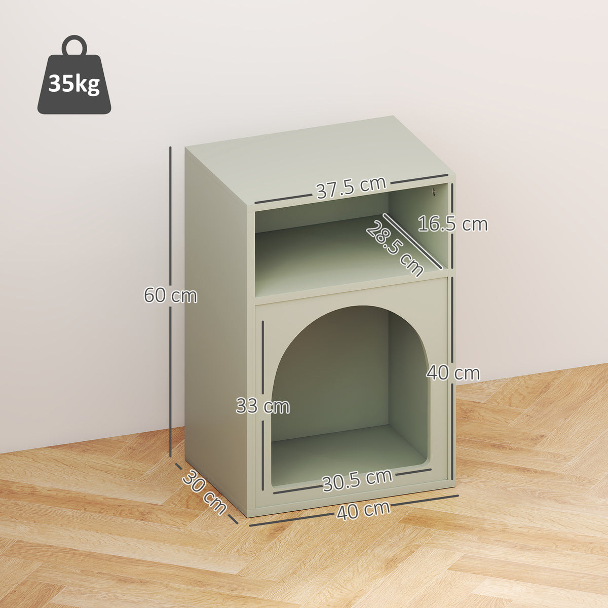 HOMCOM Set of 2 Bedside Tables with 2 Open Compartments - Light Green