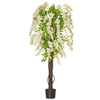 HOMCOM Artificial Plant White Wisteria Tree Faux Decorative Plant in Nursery Pot for Indoor Decor, 160cm