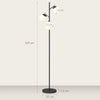 HOMCOM 3-Light Tree Floor Lamps for Living Room, Modern Standing Lamp for Bedroom with Globe Lampshade, Steel Base, Bulb not Included, Black