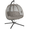 Outsunny Outdoor Double Hanging Chair with Cushion and Cup Holders, Sand Brown
