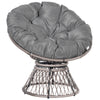 Outsunny 360Â° Swivel Rattan Papasan Moon Bowl Chair Round Lounge Garden Wicker Basket Seat with Padded Cushion Oversized for Outdoor Indoor, Grey