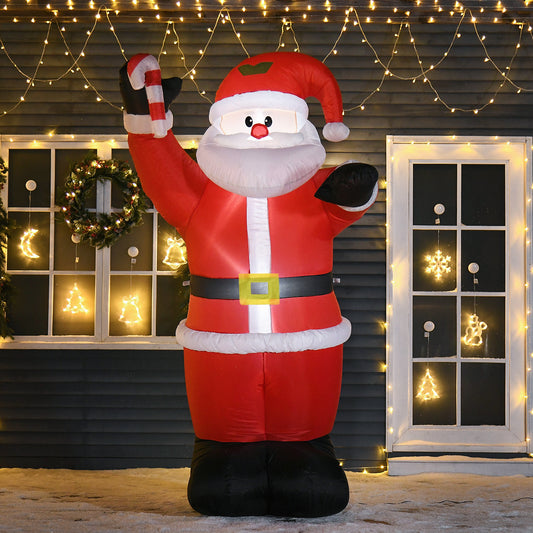 HOMCOM Inflatable Christmas Santa Claus Air Blown Decoration Yard in Wine Red