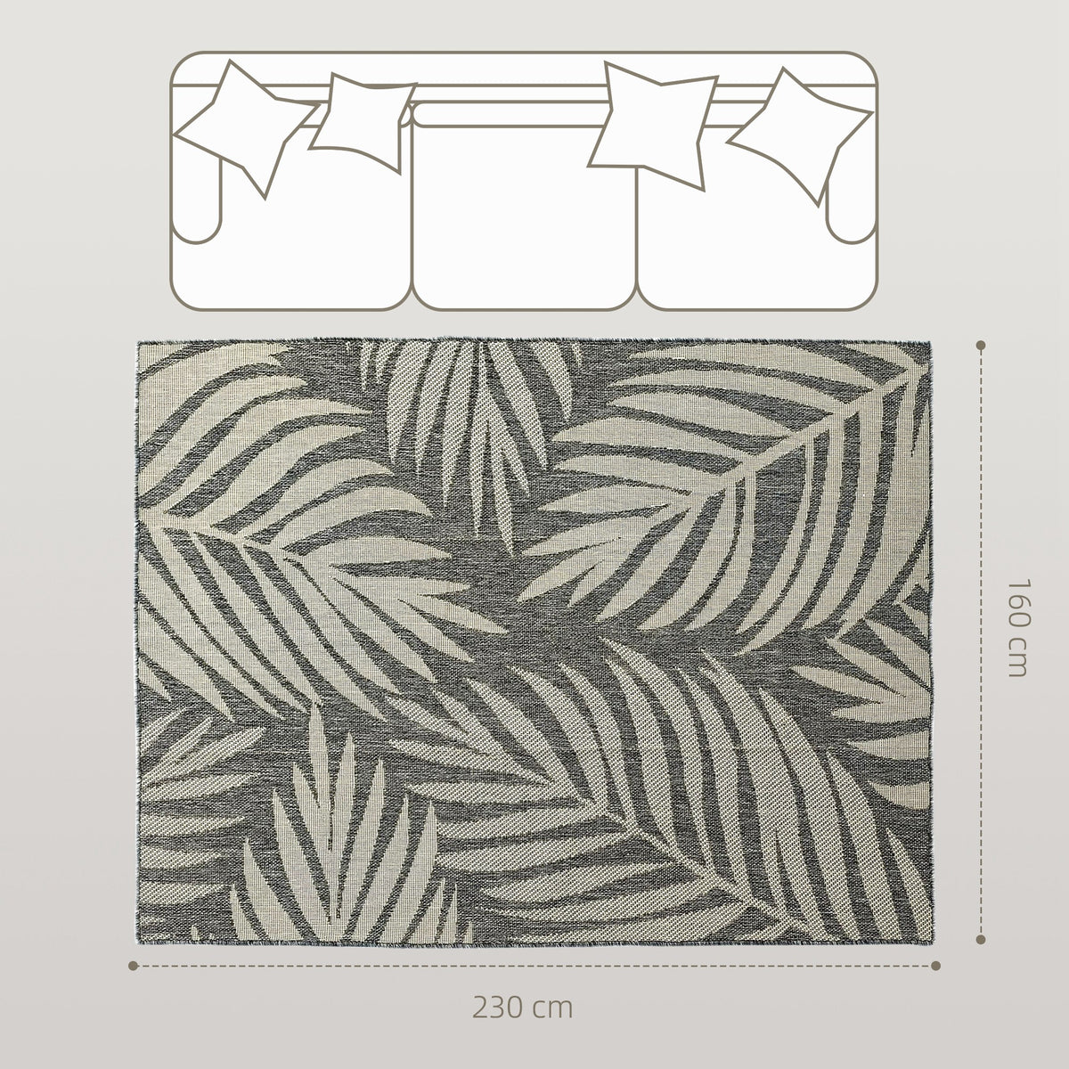 HOMCOM UV Resistant Indoor & Outdoor Area Rug in Grey