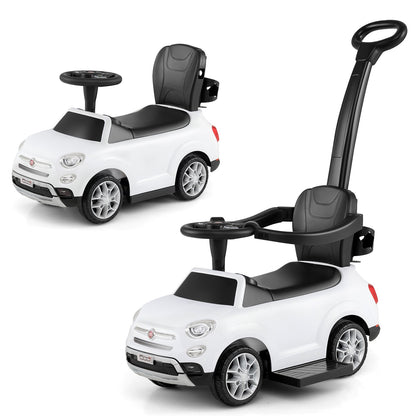 The push toy shown in two configurations with and without the parent handle