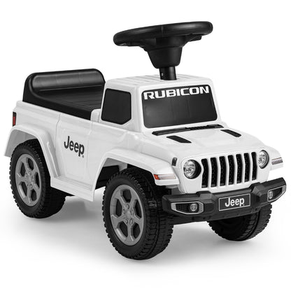Licensed Jeep Ride On Push Car, a white toy vehicle with a black seat and steering wheel