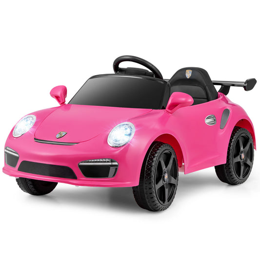 Licensed Porsche Electric Vehicle 12V Kids Ride on Car in rose pink, front view