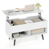 Lift Top Coffee Table with Hidden Compartment and Open Storage Shelves-White