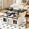 Lift Top Coffee Table with 2 Sliding Barn Doors and Open Shelves-Black