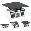 Lift Top Coffee Table with 2 Sliding Barn Doors and Open Shelves-Black
