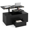 Lift Top Coffee Table with Hidden Compartment and Drawer-Black