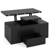 Lift Top Coffee Table with Hidden Compartment and Drawer-Black