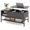 Lift Top Coffee Table with Hidden Compartment and Storage Shelf-Grey