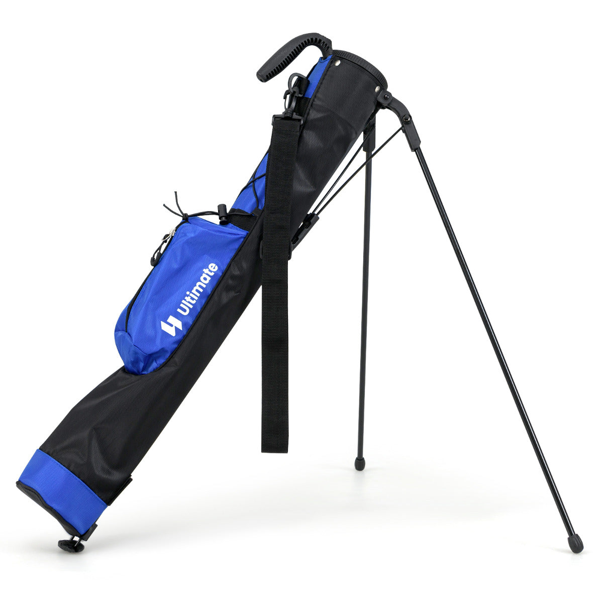 Lightweight Golf Bag for The Driving Range in blue and black with a stand