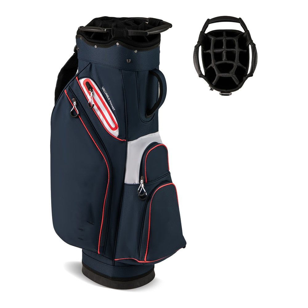 Lightweight Golf Cart Bag with 14-way divider top and cooler pocket in navy