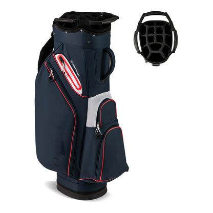 Lightweight Golf Cart Bag with 14-way divider top and cooler pocket in navy