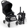 Lightweight Foldable Baby Stroller with Adjustable Backrest and Canopy-Black