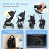Lightweight Foldable Baby Stroller with Adjustable Backrest and Canopy-Black