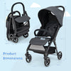 Lightweight Foldable Baby Stroller with Adjustable Backrest and Canopy-Grey