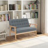 2-seat Cushioned Couch with Rubber Wood Frame and Classic Tufted Design-Grey