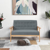 2-seat Cushioned Couch with Rubber Wood Frame and Classic Tufted Design-Grey