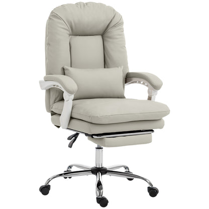 HOMCOM Ergonomic Executive Office Chair, Reclining Desk Chair with Lumbar Support, Footrest, Plush Thick Cushion, Khaki