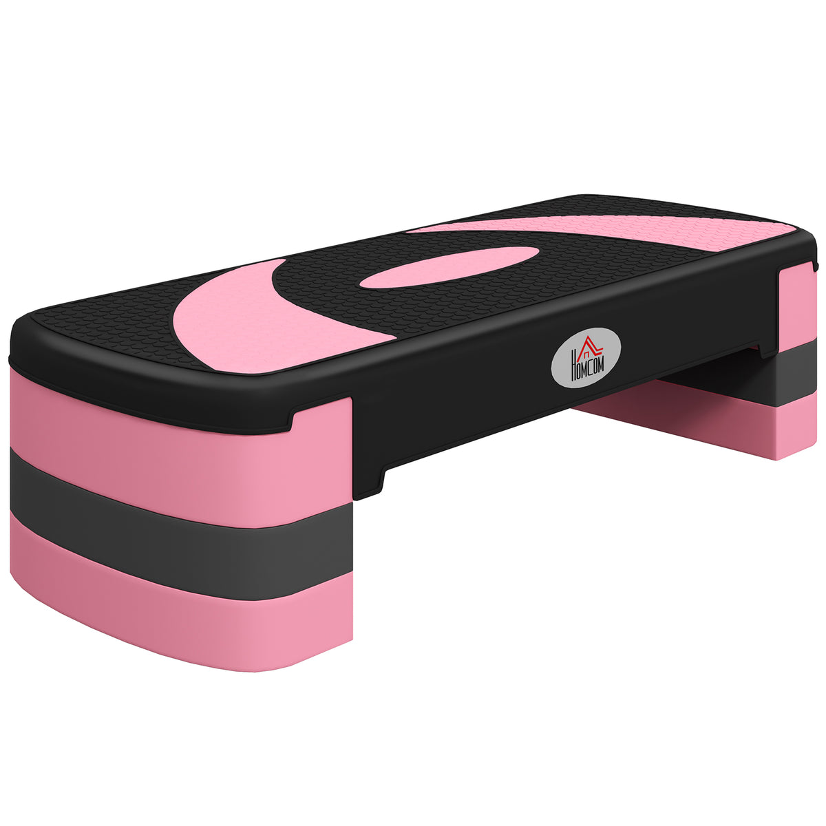 HOMCOM Aerobic Step with 3-Level Adjustable Heights in Black and Pink