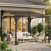 Outsunny 3 x 2.87 m Metal Lean-to Pergola, Wall-Mounted Hardtop Garden Pergola with Polycarbonate Roof and Metal-Aluminium Frame