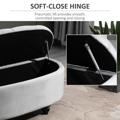 HOMCOM Semi-Circle Ottoman Storage Bench in Light Grey